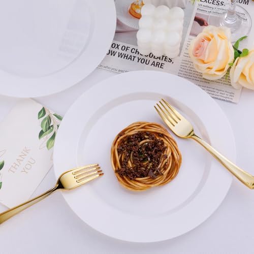 Bestluck 100PCS White Plastic Plates, White Disposable Plates for 50 Guests - Image 6