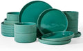 Famiware Stoneware Dishes Dinnerware Sets for 6, Ribbed Plates and Bowls by Famiware