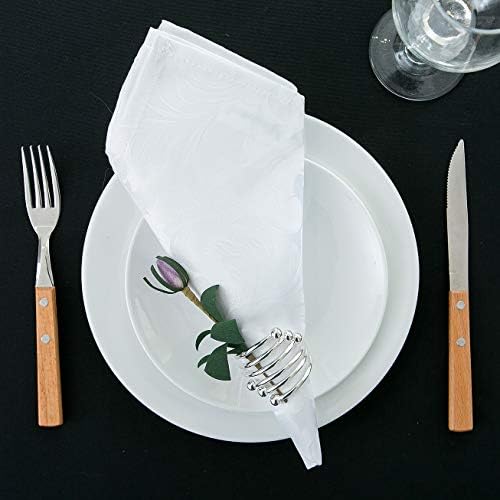 EHouseHome Damask Jacquard Cloth Napkins Waterproof Spillproof Polyester Fabric Napkins,White,Set of 4, 17 x 17 Inch - Image 4
