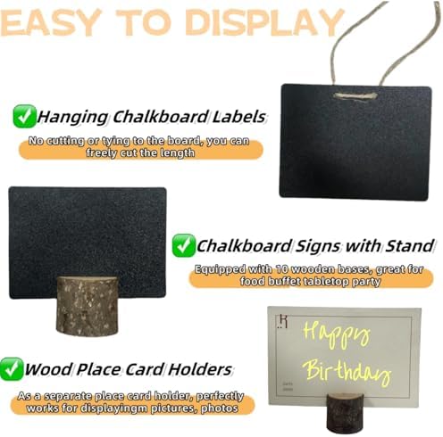 10 Pcs Mini Chalkboard Signs Small Chalkboard Label with Rustic Wood Stand, Food Labels for Party Buffet Wedding Birthday Party Bakery - Image 6
