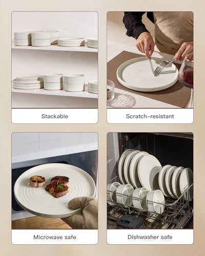Stoneware Dinnerware Sets, Plates, Bowls, Dishes Set for 8 - Image 5