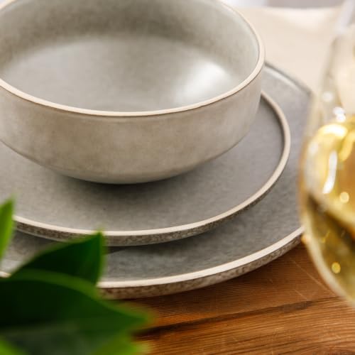 Gibson Elite Plates and Bowls Set, 12 Piece Dinnerware Set for 4, Grey - Image 5