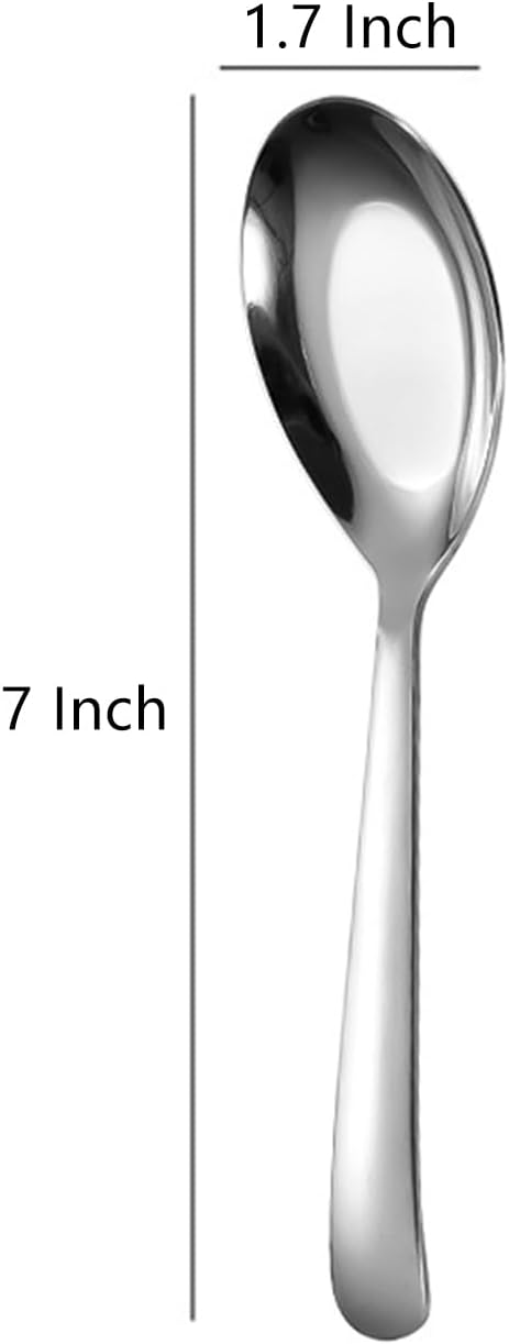 Flat Head Spoons, Korean style Flat Sugar Spoon,Thick Heavy Stainless Steel Table Spoons Dinner Spoon,Set of 4.
