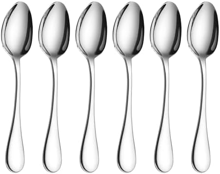 HornTide 6-Piece Dinner Spoon Set Table Spoon Flatware Stainless Steel Mirror Polishing 7-Inch 18cm by HornTide