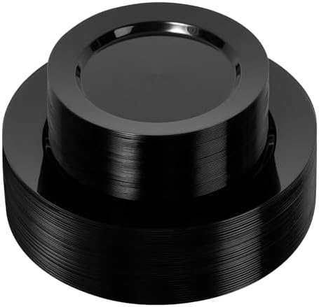 Bestluck 100PCS Black Plastic Plates, Black Disposable Plates for 50 Guests by Bestluck