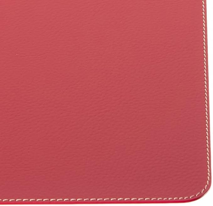 Nikalaz Set of Red Placemats and Coasters, 4 Table Mats and 4 Coasters, Recycled Leather, Place Mats 18'' x 13'' and Coasters 3.9'' x 3.9''