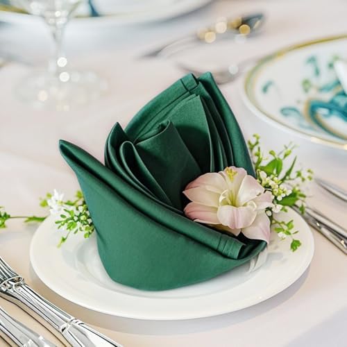 FOLINS&HOME Green Cloth Napkins Set of 20, Decorative 17x17 Inch Napkins by FOLINSHOME