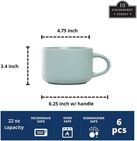 10 Strawberry Street Wazee Matte 4.75"/22 oz Oversized Mug, Set of 6, Mineral Blue - Image 2