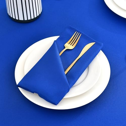 Wolkemer Set of 4 Royal Blue Cloth Napkins 17x17 Inches Washable Napkins - Image 3