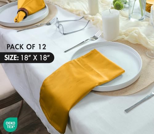 Ruvanti Cloth Napkins Set of 12, Cotton Enrich 18”x18” - Mustard - Image 6