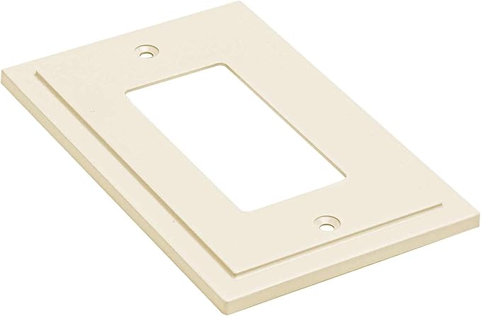 Henne Bery Modern Edge Decorative Wall Plate Switch Plate Outlet Cover, Durable Solid Zinc Alloy (Single Decorator 2PK, Light Almond)