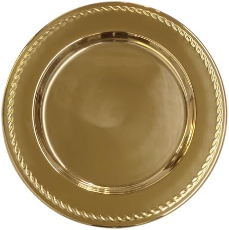 Brightalk 13-Inch Stainless Steel Twist Pattern Charger Plates, 6 Pcs Gold Dinner Plate Chargers, Round Server Ware by Brightalk