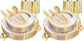 Ciaell 150PCS Clear Gold Plastic Plates - Disposable Gold Rim Plates include 25Dinner Plate, 25Dessert Plate, 25Forks, 25Knives, 25Spoons, 25Cups for Wedding & Party (Pack of 2) by Ciaell