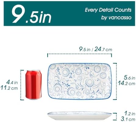 vancasso Selene Rectangular Dinner Plates 9.5"x5.6"Inch, Ceramic - Image 3