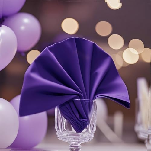 FOLINS&HOME Purple Cloth Napkins Set of 8, Decorative 17x17 Inch Napkins - Image 2