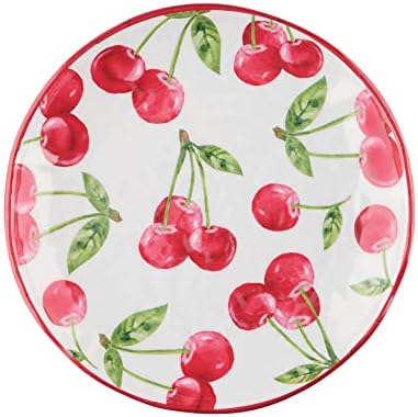 UP Cherry Melamine Round Dessert Plates, Small Serving Plates, for Appetizer, Snacks, and Side Dishes, Red, 6 Inch, Set of 4 - Image 2