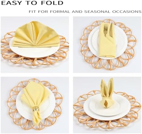 Pale Yellow Cloth Napkins,Soft, Washable(Yellow) - Image 4