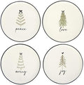 Santa Barbara Design Studio Christmas Appetizer Plates - Set of 4 Small Ceramic Plates, 5.25" Diameter, Merry Love Peace Joy by SantaBarbaraDesignStudio