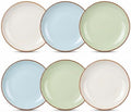 Dinner Plates Set of 6, 8 Inch Scratch Resistant Ceramic Plates, Pasta Plate, Salad Plate, for Main Course, Dishwasher and Microwave Safe, Cold Multicolor by AHX