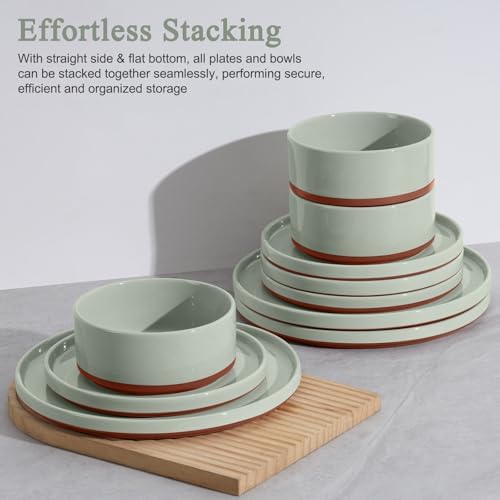 LIANYU Stoneware Dinnerware Sets Service for 8, 24 PCS Plates and Bowls Set - Image 5