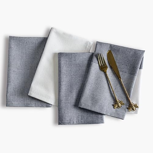 Denim Blue Cotton Cloth Napkins Set of 4, 18x18 Inch by Palisa