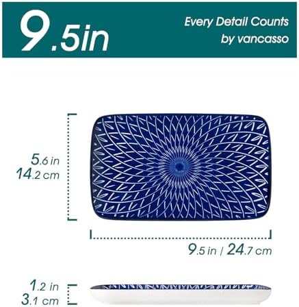 vancasso Selene Rectangular Dinner Plates 9.5"x5.6"Inch, Ceramic - Image 3