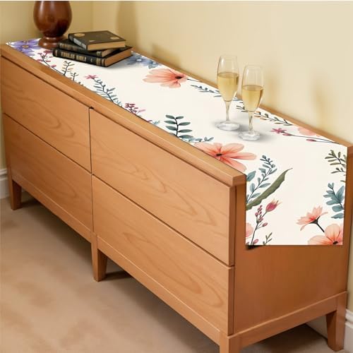 ANNA QUEEN Spring Floral Table Runner and Placemats Set of 6, 13"x72" Table Runner with 12"x18" Placemats, Watercolor Flower Dining Table Decor for 4 to 6 People, Summer Kitchen Decoration - Image 6