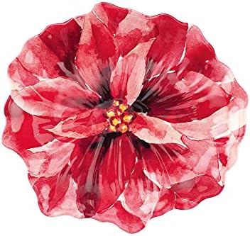 UP Poinsettias Melamine Dessert Plates, Floral-Shaped Small Serving Plates, for Appetizer, Snacks, and Side Dishes, Red, 7.5 x 7 Inch, Set of 4 - Image 3