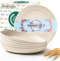 Homienly Unbreakable Salad Plates Set Wheat Straw Plates Set of 6 Lightweight Dinner Plates for Camping,RV Microwave & Dishwasher Safe Plates 9 Inch Deep Plates for Dessert, Sandwich (Beige) by HOMIENLY