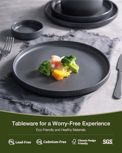 Famiware Star Stoneware Dinnerware Sets with Pasta Bowls, 24pc Dishes for 6 - Image 4