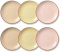 Dinner Plates Set of 6, 8 Inch Scratch Resistant Ceramic Plates, Pasta Plate, Salad Plate, for Main Course, Dishwasher and Microwave Safe, Warm Multicolor by AHX