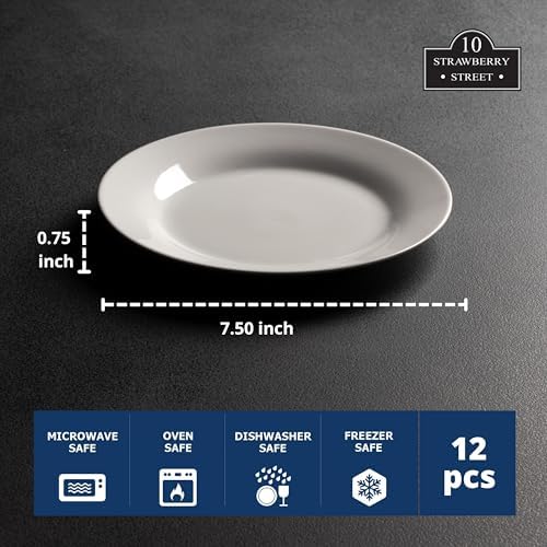 10 Strawberry Street 7.5" Catering Round Salad/Dessert Plate, Set of 12,White - Image 6