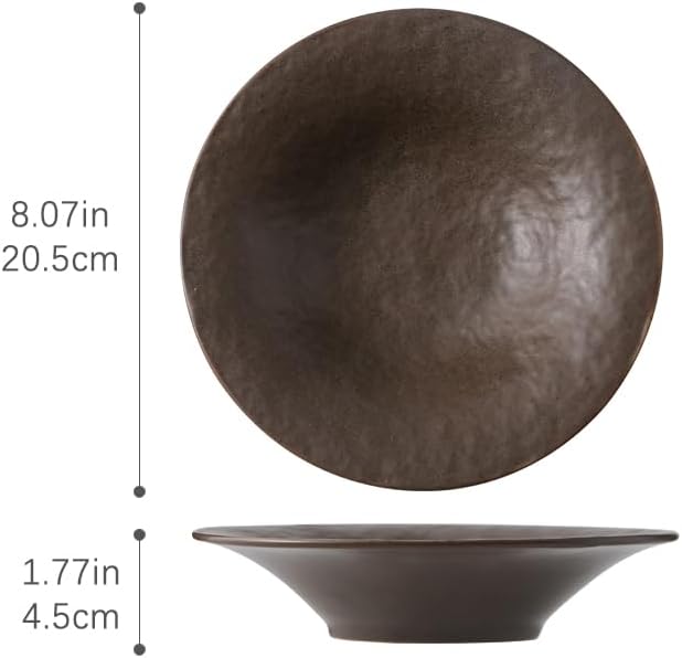 8 Inch Elegant Porcelain Dinner Plates, Round Appetizer Plates, Perfect for Salad, Dessert, Pasta, Snacks,Fruit,Breakfast, Party, Dishwasher & Microwave Safe, Set of 4 (Brown)