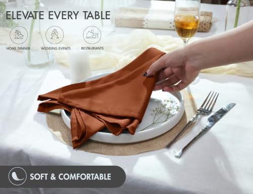 Ruvanti Cloth Napkins Set of 6, Cotton Enrich 18”x18” - Rust - Image 6
