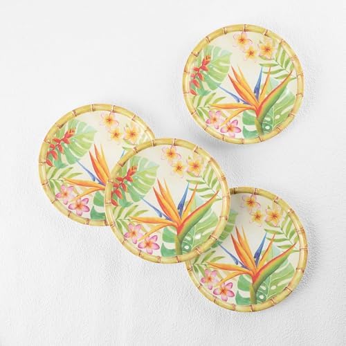 UP Bird of Paradise Melamine Round Dessert Plates, Small Serving Plates, for Appetizer, Snacks, and Side Dishes, Multicolor, 6 Inch, Set of 4 - Image 2