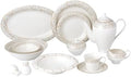 Lorren Home Trends Bone China Dinnerware Set, White with Marble Pattern and Gold Trim, 57 Piece Service for 8, Formal Dining Collection by LorrenHomeTrends