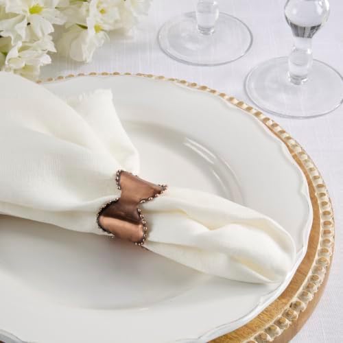 SARO LIFESTYLE Beaded Edge Metal Napkin Rings (Set of 4) - Classic Design Napkin Holders with Scalloped Rim for Formal Dining, Holiday Tables, Dinner Parties, and Special Occasions, Copper - Image 3