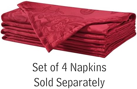 Newbridge Barcelona Damask Fabric Napkins, Set of 4, Red – No Iron, Soil Resistant Cloth Napkins for Dining, Parties and Holidays - Image 2