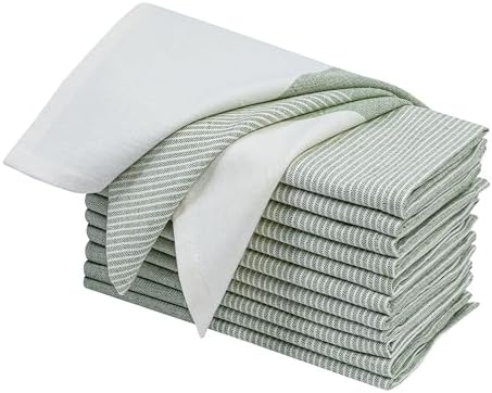 Green Cotton Cloth Napkins Set of 12, 18x18 Inch by Palisa