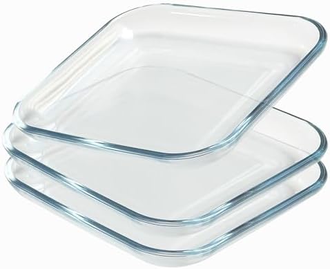 7 Inch Square Tempered Glass Dessert Plates, Small Mini Appetizer, Fruit, Salad and Cake Plates, Set of 3 - Image 4