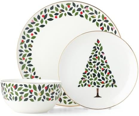 kate spade new york Evergreen Porcelain Christmas Cereal Bowl Set for 4 - Image 2