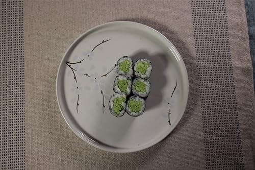 Ceramic Appetizer & Dessert Plates, 8-Inch Round Serving Plates (4-Pack, White Flowers) - Image 3