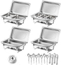 Chafing Dishes for Buffet, 8 Qt Food Warmers 4 Pack 7 Pans Silver by KEYOXY