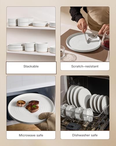 Stoneware Dinnerware Sets, Plates, Bowls, Dishes Set for 6 - Image 5
