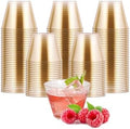 JOLLY CHEF 100 Pack 5 oz Gold Glitter Plastic Shot Glasses, Party by JOLLYCHEF