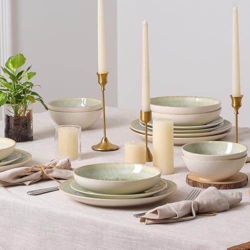 DOMICREVERY Ceramic Dinnerware Sets for 6, 24 Pcs Plates and Bowls Sets - Image 6