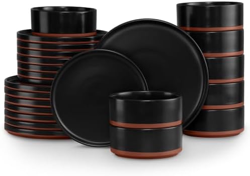 LIANYU 24 Piece Dinnerware Set for 8, Modern Style Stoneware Dinnerware Set by LIANYU