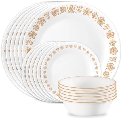 Corelle Butterfly Gold 18-Piece Round Dinnerware Set, Service for 6 by Corelle
