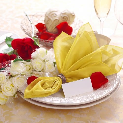 Tigeen 12 Pcs Organza Dinner Napkins 20x20 Sheer Sparkly,Shining Gold - Image 5