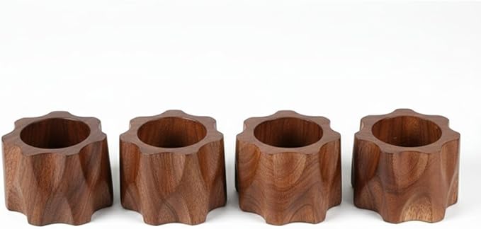 Napkin Rings Set of 12 for Dinner Parties, Weddings Receptions, Family Gatherings, or Everyday Use - Set Your Style with Daily Use Table Décor Accessories Cherry Wood